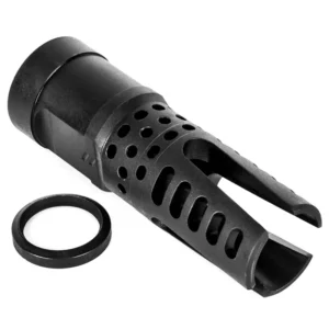 ZEV Muzzle Device with a crush washer on a white background